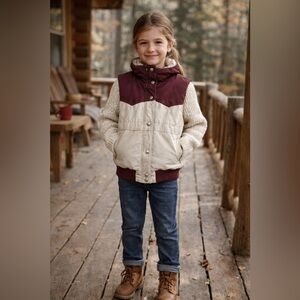 Vintage Sundance Products Goose Down Maroon and Cream Puffer Vest